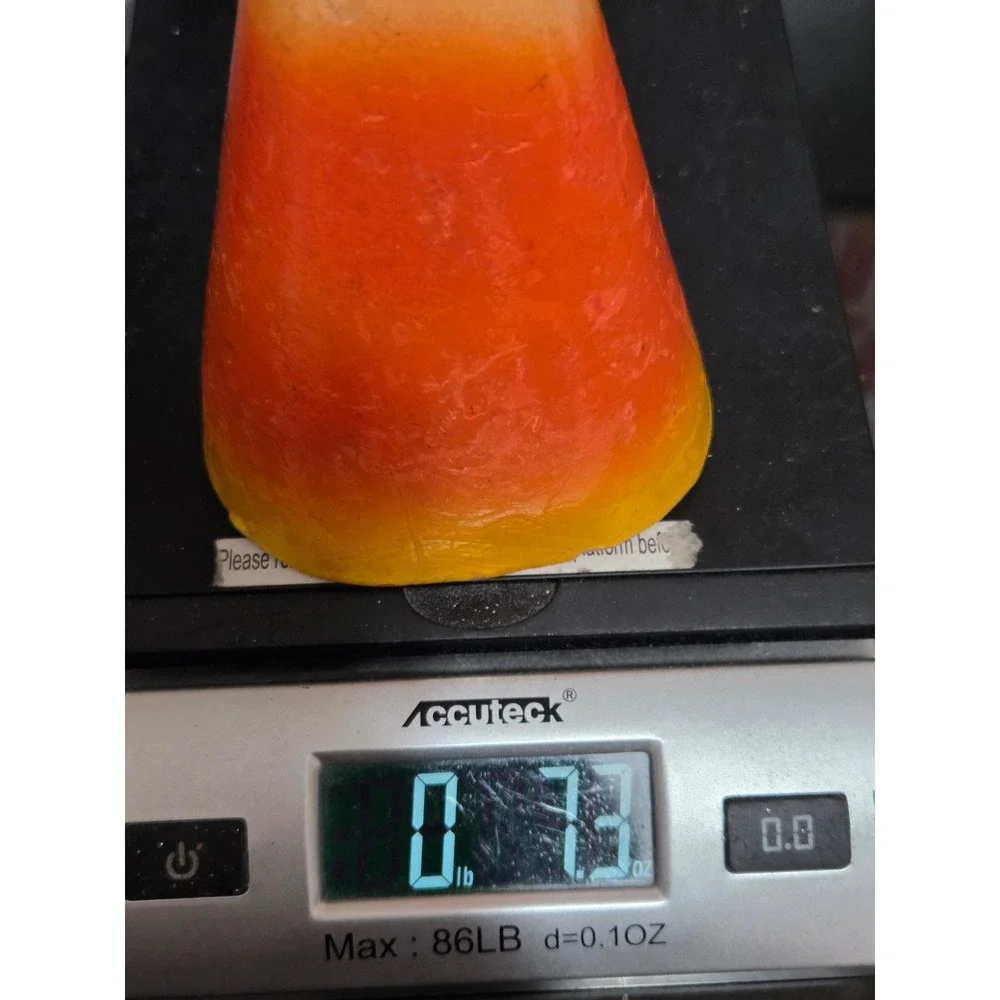 Vintage Papel Candy Corn Pillar Candle Halloween Fall Decor 6 Inch Unscented